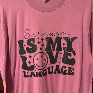 T-shirt bundle! Pink Tee with Black 'Sarcasm' Print and Yellow sunflower 🌻 tee!